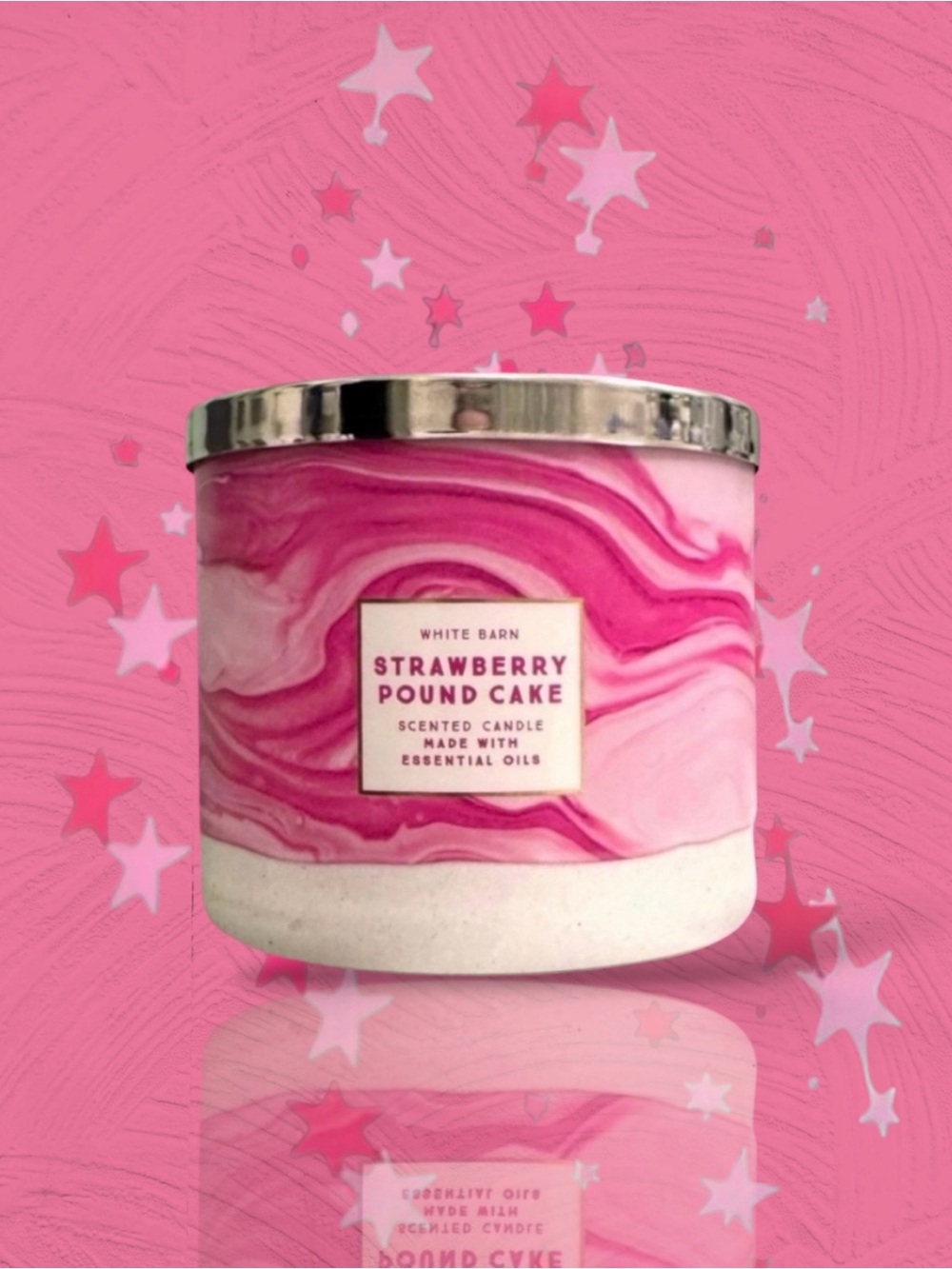 🆕💗BBW White Barn Strawberry Pound Cake Scented 3-Wick Candle • 14.5 oz • NWT